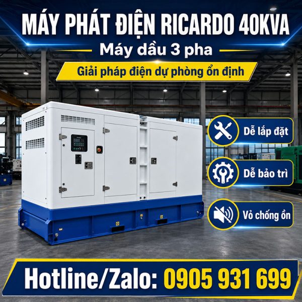 Máy phát điện Ricardo 40kVA mới chính hãng