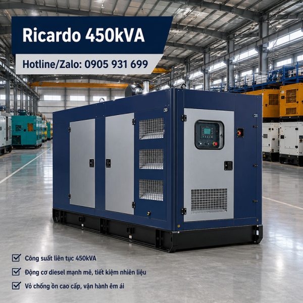 Máy phát điện Ricardo 450kVA mới chính hãng