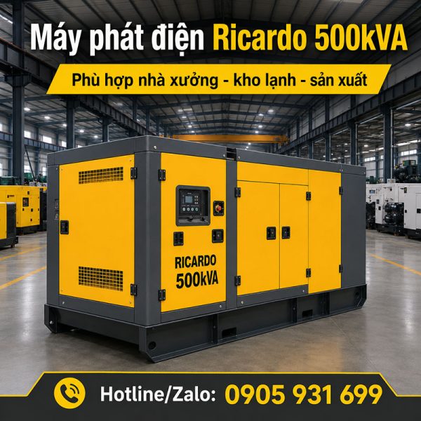 Máy phát điện Ricardo 500kVA mới chính hãng