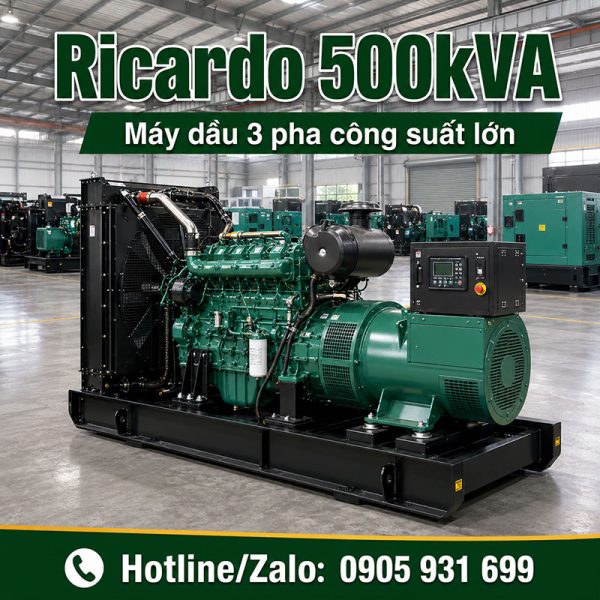 Máy phát điện Ricardo 500kVA mới chính hãng