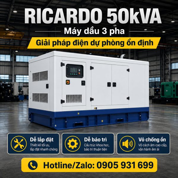 Máy phát điện Ricardo 50kVA mới chính hãng