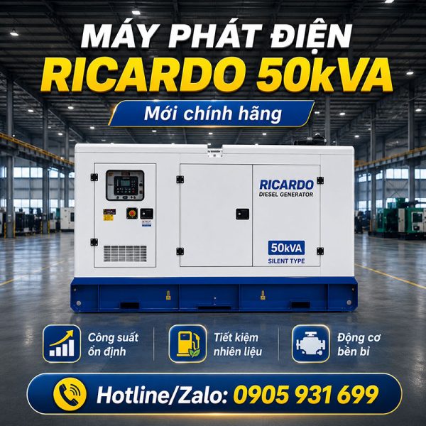 Máy phát điện Ricardo 50kVA mới chính hãng