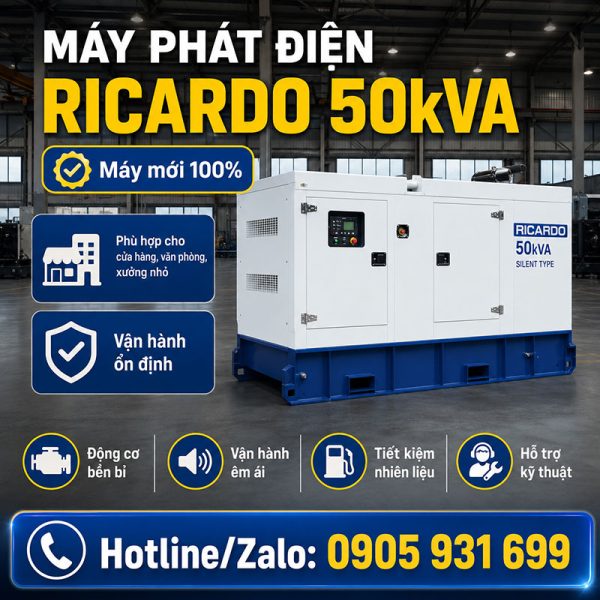 Máy phát điện Ricardo 50kVA mới chính hãng