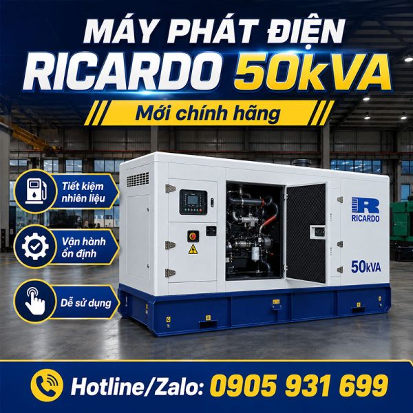 Máy phát điện Ricardo 50kVA mới chính hãng