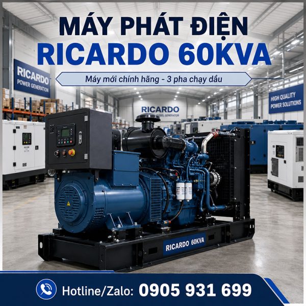 Máy phát điện Ricardo 60kVA mới chính hãng