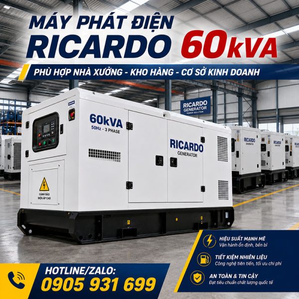 Máy phát điện Ricardo 60kVA mới chính hãng