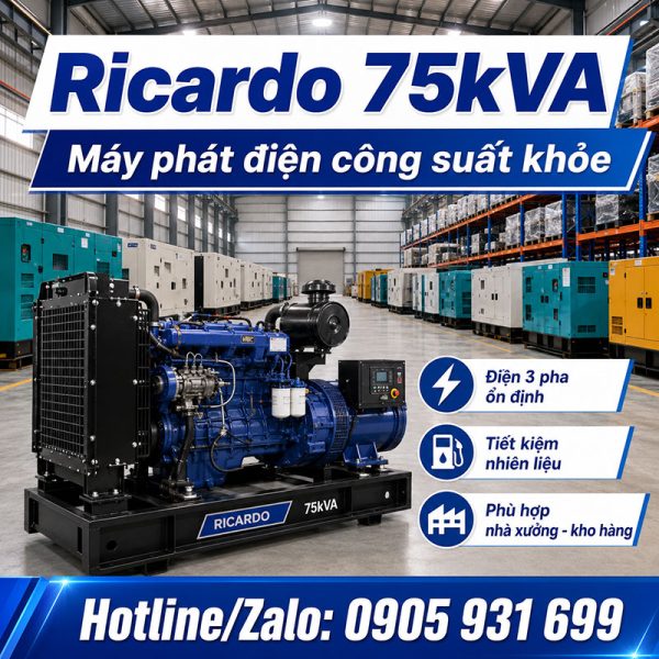 Máy phát điện Ricardo 75kVA mới chính hãng