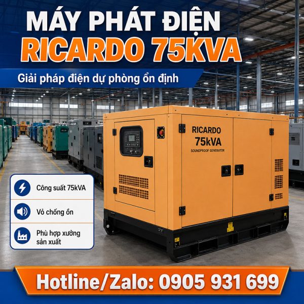 Máy phát điện Ricardo 75kVA mới chính hãng