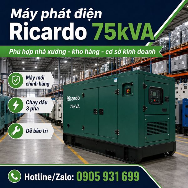 Máy phát điện Ricardo 75kVA mới chính hãng