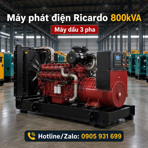 Máy phát điện Ricardo 800kVA mới chính hãng