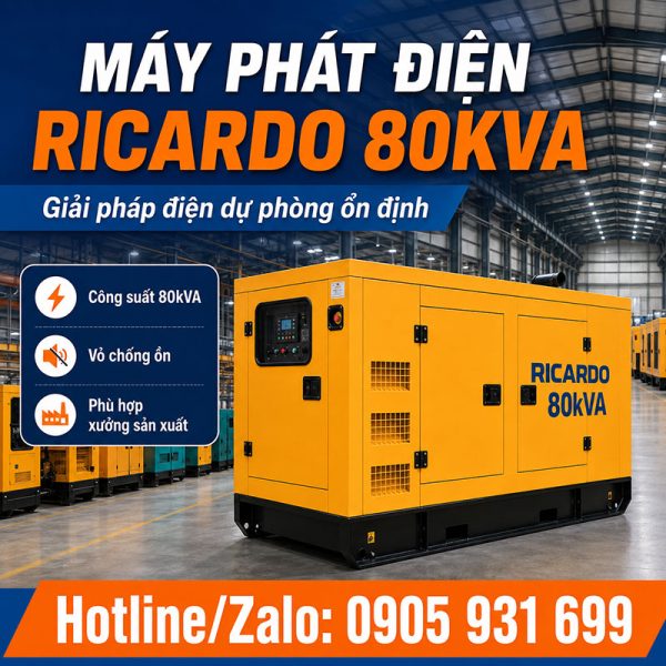 Máy phát điện Ricardo 80kVA mới chính hãng